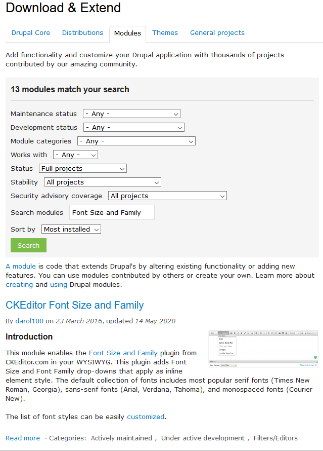 Drupal Font Size and Family 